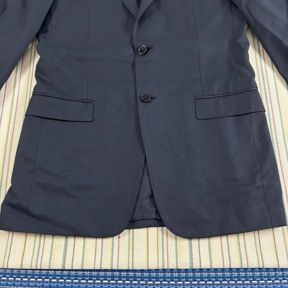 Ermenegildo Zegna Blazer Mens US 38L EU 48L Blue Wool Suit Jacket 2 Button Long